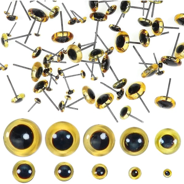100 kpl ruskeat lasisilmäsarjat askartelusilmät 3–12 mm nukenvalmistukseen neulahuovutusaskarteluihin