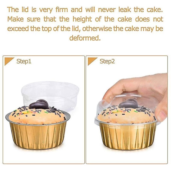 Dessertkoppar med lock, 25-pack guld aluminiumfolie Bakningsmuggar, Cupcake Bake Utility Rameki