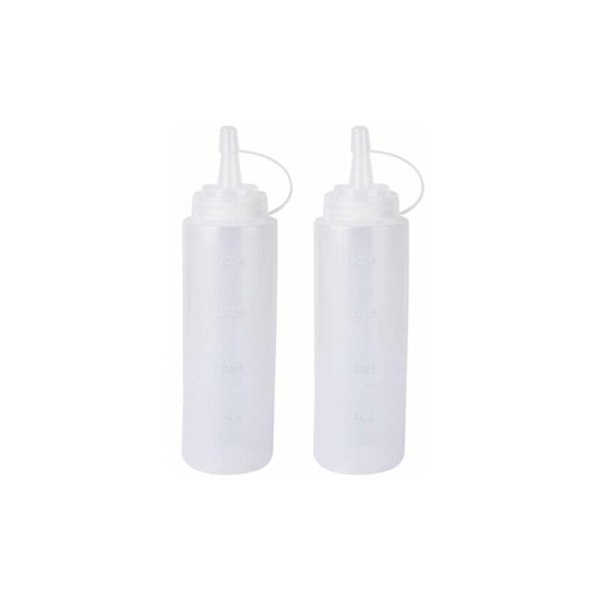 Krydddispenser pressflaskor, 2 pack 8 oz plastsås pressflaska med lock och tratt, pannkaka pressflaskor CHAM