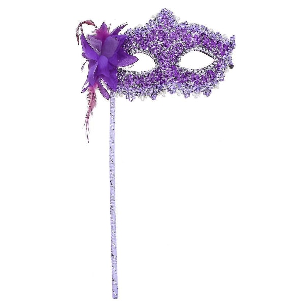Halloween Lace Mask Handheld Masquerade Mask Performance Props Juhlatarvikkeet Purppura
