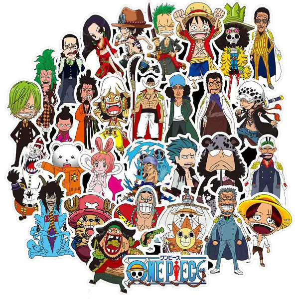 48 st One Piece Stickers Comic Cartoon Theme Dekaler För Tonåring Barn Vuxen Vattentäta Stickers För Laptop Vattenflaskor Cyklar Bagage Skateboard Bumper