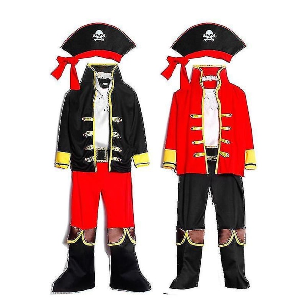 Barn Pirates Of The Caribbean Kostym för rollspel Barnens dag kostym för Halloween Cosplay (M 120-130, svart)