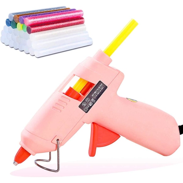 Mini hot limpistol for barn med 24-stk limstifter, høytemperatur håndverkslimpistolsett for gjør-det-selv, kunst og håndverk og hjem hurtigreparasjoner, 20w, rosa