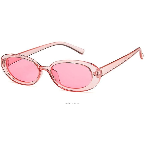 Dam Oval Cow Color Liten ram Solglasögon Mode prickig färg (rosa)