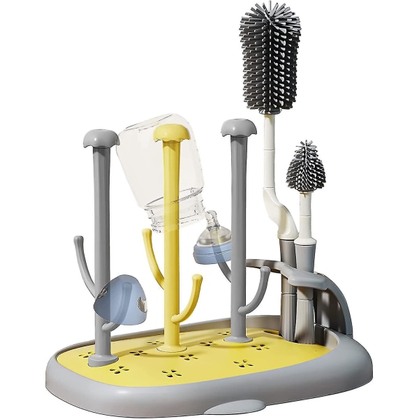 Babyflasketørrer med rensebørste Babyflaskeaftapning, Flaskedryptræ, Aftagelig sutteflasketørrer, Flasketørrestativer Brugt til tørring af sutter B