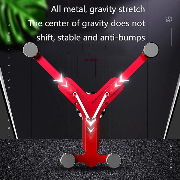 Oatsbasf Car Air Outlet Gravity Mobiltelefon Hållare Snap-on Metal Bracket Röd