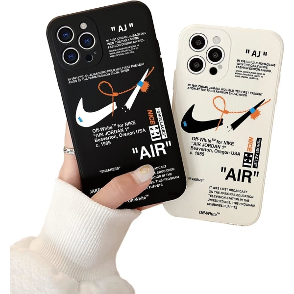 2 Pack Ins Cool Off Sportskor Märke Iphone 13 Pro Max Case, mjuk silikon helkropp Stötsäker, sneakers vit eller svart etikettmönster