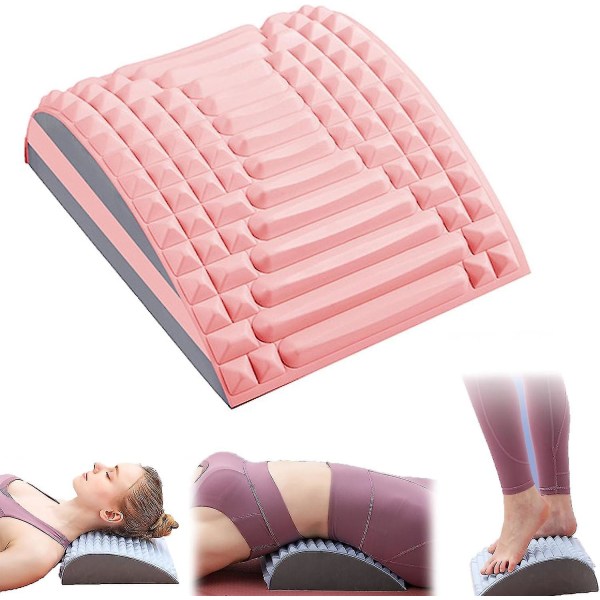 Nack- och ryggkudde, ryggtryck för att lindra ländryggssmärtor, justerbar ryggplatta för diskbråck - rosa