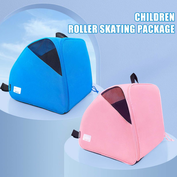 Rulleskøjtetaske til børn Åndbar skatetaske med stor kapacitet til rulleskøjtetilbehør (blå)