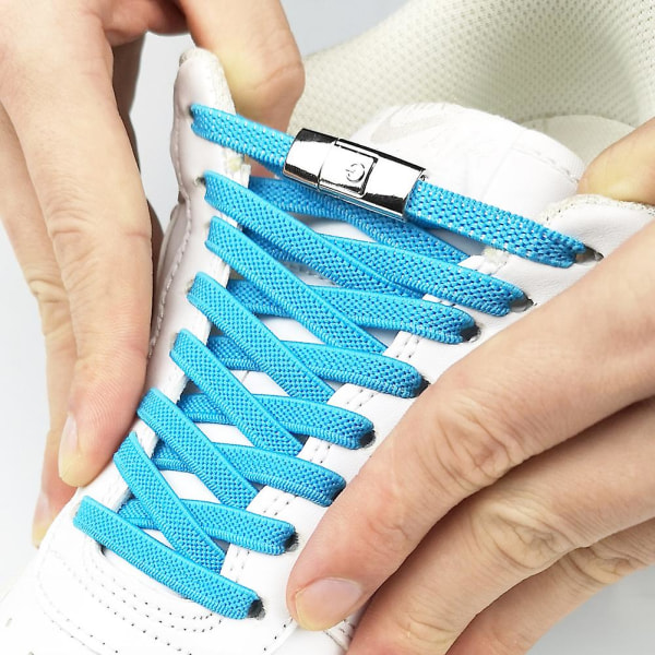 Ensfarvet, slipsfrit elastisk snørebånd med slidbestandige, bindeløse snørebånd til børn, voksne (sort)