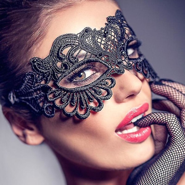Sexet sort blonde øjenmaske til maskeradebalfest fancy dress kostume Halloween (1 stk, sort)