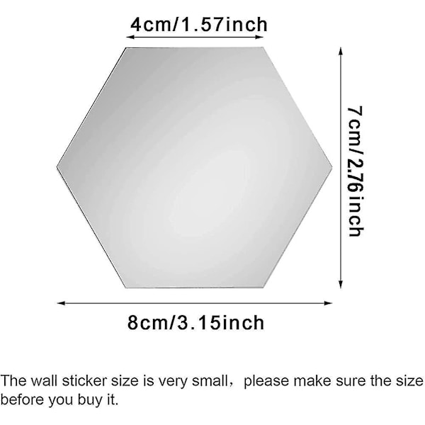 36-pack Spegelväggsdekaler, Geometriska Hexagonväggspeglar 4cm Självhäftande Vägg