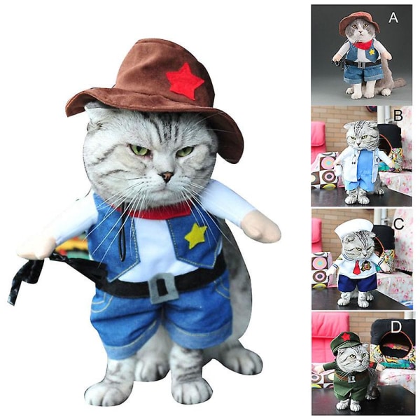 Morsom kattekostyme kostyme til Halloween Morsom søt dress for små katter Ny(S）