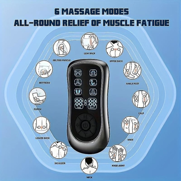 Ny uppladdningsbar muskelstimulator med tiotals enheter Smärtlindring Ems Electric Pulse Impulse Mini Helkroppsmassageapparat med 6 massagelägen för män och kvinnor