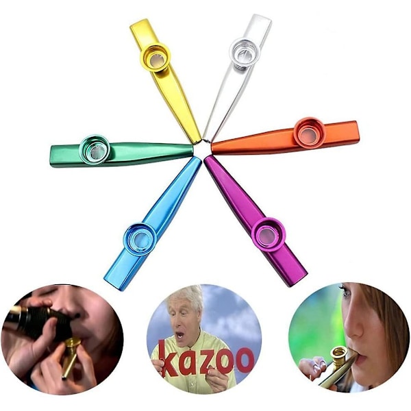 Kazoos Musikinstrumenter, 6 Forskellige Farver Metal Kazoos Til Børn Guitar, Ukulele, Violin, Klaver Keyboard