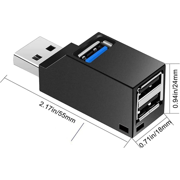 3 Ports Usb 3.0 Hub (2 Usb 2.0 + Usb 3.0), Usb Dock, Data Hub, Usb Distributør, Usb Adapter, For PC og andre Usb 3.0 kompatible enheter