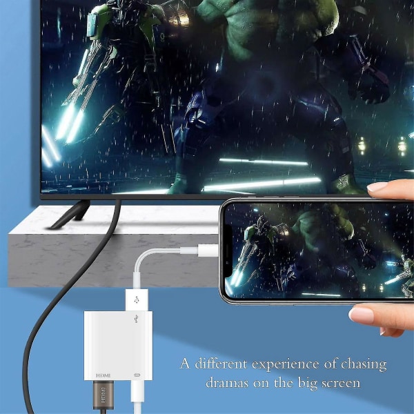 Hdmi För Ios Till Tv Adapter Av 1080p Digital Display Adapter Med Usb-pd Adapter 1m C-c Charing Line För Ios/projektor/monitor