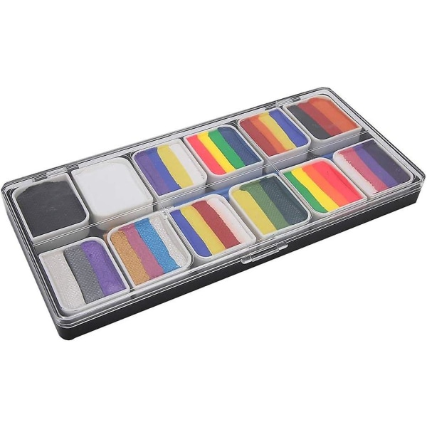 Ansikte Kroppsmålning 12 färger Ansikte Kroppsfärg Pigment För Pojkar Flickor Vuxna Vattenbaserad Ansikte Kroppsfärg Set Halloween Party Cosplay Fancy Makeup Palette