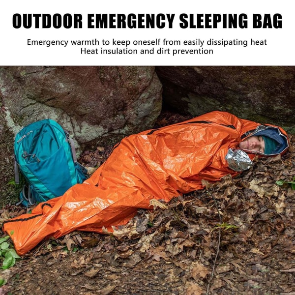 Utendørs nødsovepose Lett, kompakt sovepose for voksne for vandrerhjem og camping (oransje)