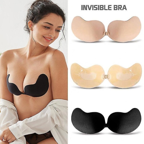 Women Bra Invisible Front Buckle Silicone Self-adhesive Gathering Enhance Bra nude air hole B