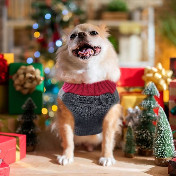 Juletrøje til hund med rensdyr, sødt grå rensdyr kostume til hvalp og kat, nytårsgaver til små, mellemstore og store hunde, striktrøjer (M, grå rensdyr)