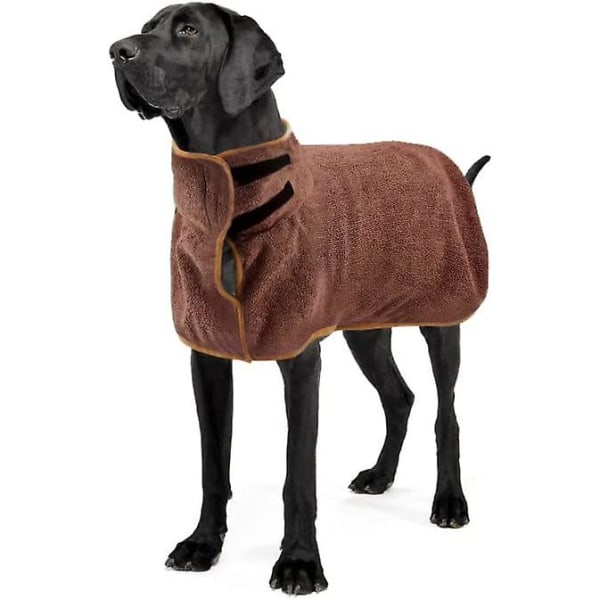 Hundbadrock, mikrofiberbadrock för husdjur, superfuktabsorberande hundsnabbtorrande kylrock för stora och medelstora hundar (l, brun)