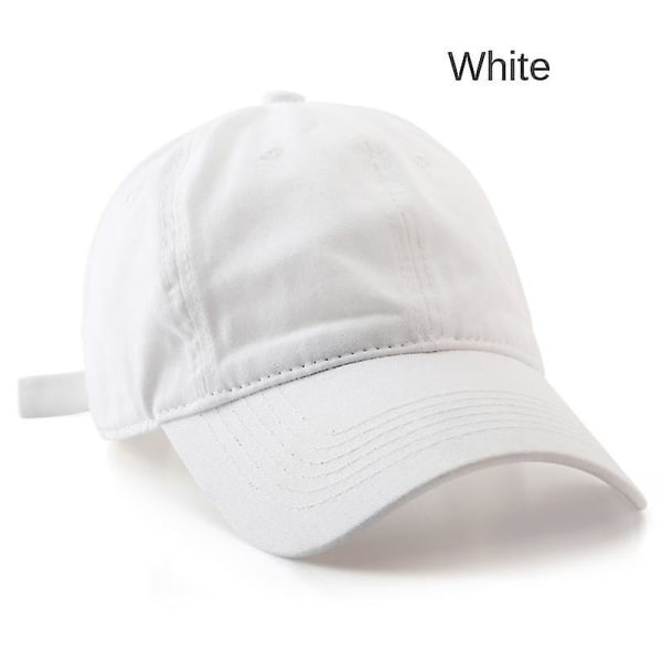 Slckton Fashion 100 % puuvillainen cap naisille ja miehille Korkealaatuinen Snapback-hattu Pesty säädettävät hatut Unisex(valkoinen)