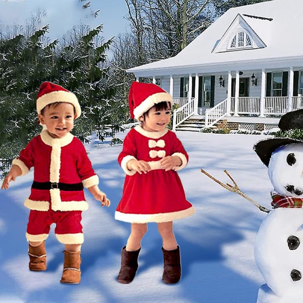Barn Pojkar Flickor Jultomten Klänning Set Outfit Kostym för Xmas Baby Toddler Barn Ny (160cm)