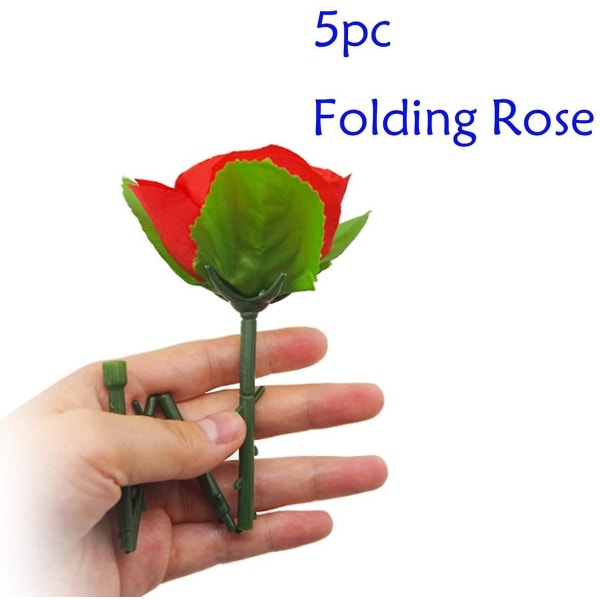 5 stk Folding vises Rose Blomst Magiske triks Leker Tilbehør Rekvisitter For Scene Bar Fest Hjem Shows Street