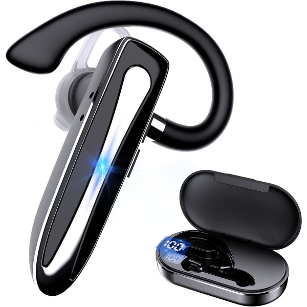 Bluetooth trådlös hörlur för mobiltelefon, Bluetooth 5.1 Headset Trådlös hörlur med case, mikrofon för kontorskörning, handsfree hörlurar
