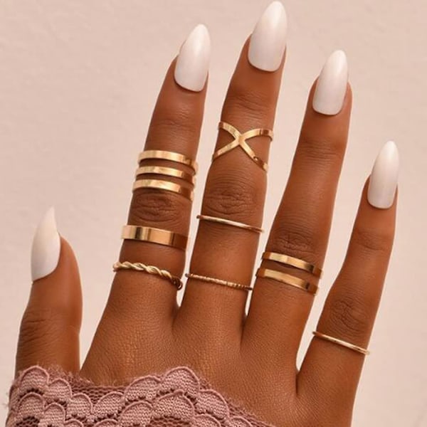 Boho Knuckle Ring Sæt Guld Kors Stabelbare Fingerringe Midi Størrelse Knuckle Ring Sæt Til Kvinder Og Piger 8stk