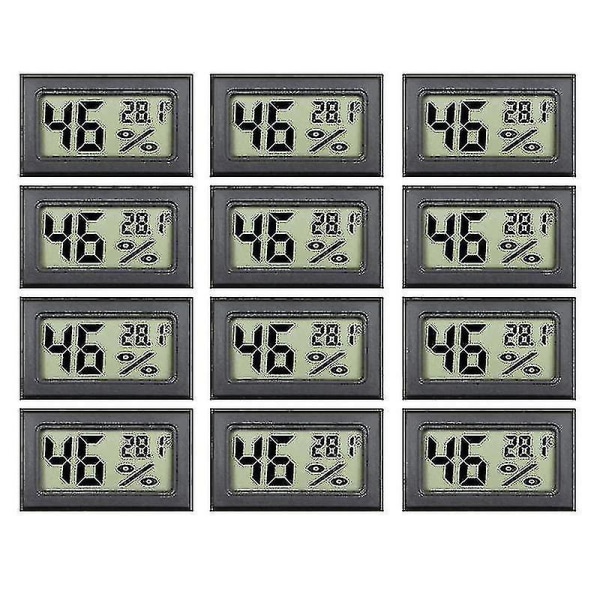 12-pack mini liten digital elektronisk temperatur luftfuktighetsmätare inomhustermometer Hygrometer LCD-skärm Celsiu