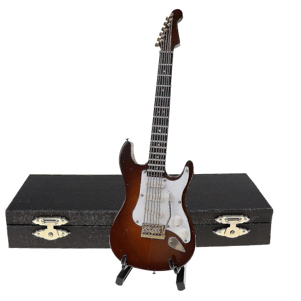 Klassisk gitarr elektrisk gitarr modell Mini trä elektrisk gitarr prydnad modell (brun)