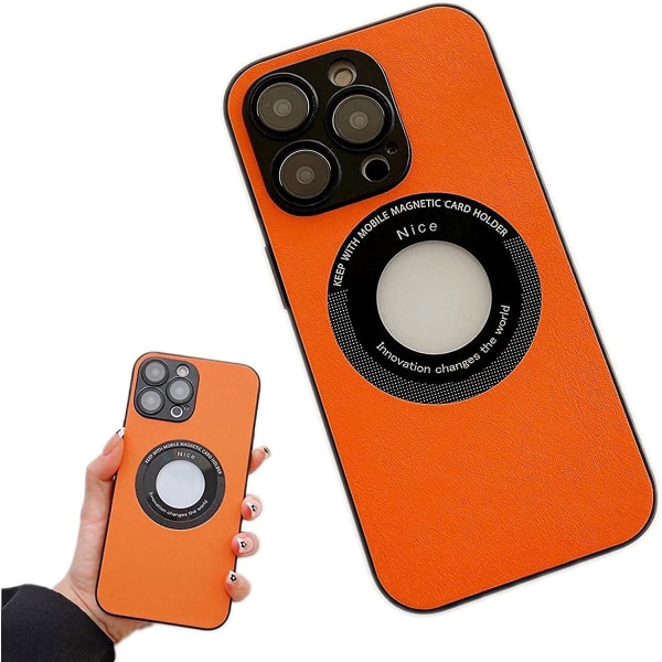 Magnetisk case för Iphone-anti-fingeravtryck anti-scratch, härdat glasbaksida Läder Magnetisk case för Iphone 12/13/14 Series Mobile P