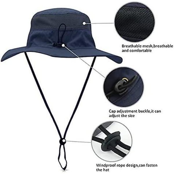 Dww - Unisex Fällbar Solhatt UPF 51+ Anti-UV Semester Klättring Utomhus Vattentät Reshatt Safarikeps Män Kvinnor Bucket Hat