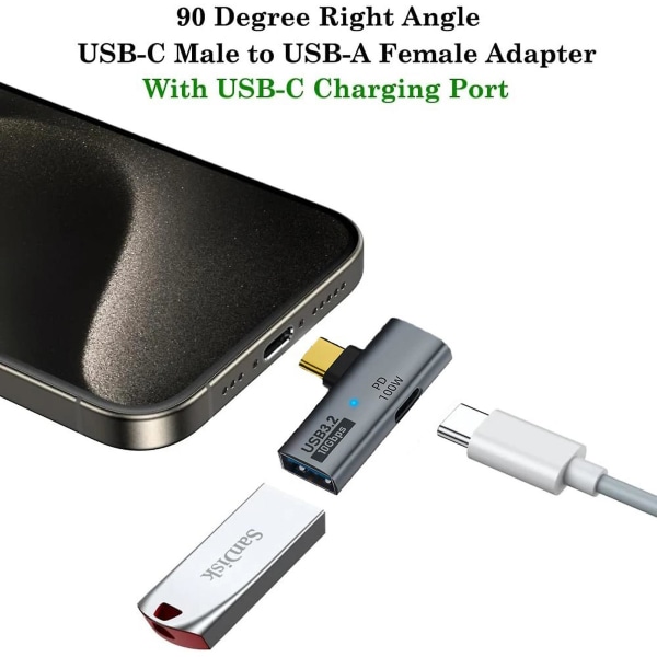 USB C til USB-adapter Højtydende OTG med 100W PD-hurtigopladning Velegnet til tablet-telefon (Type C til USB3.2 100W)