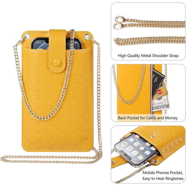 Mobilväska Plånbok Små Crossbody-väskor Mini-axelväska med kortplats för Iphone 14 13 12 11 Pro Max Xr (gul)A gul