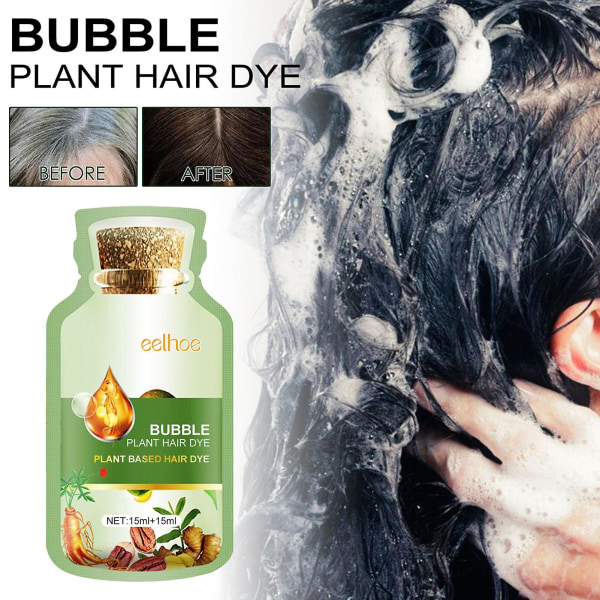 Natural Bubble Plant Hiusväri Hellävarainen ei-stimuloiva kasvitieteellinen kuplaväri hiusten muotoiluun ja hoitoon (Tummanruskea)