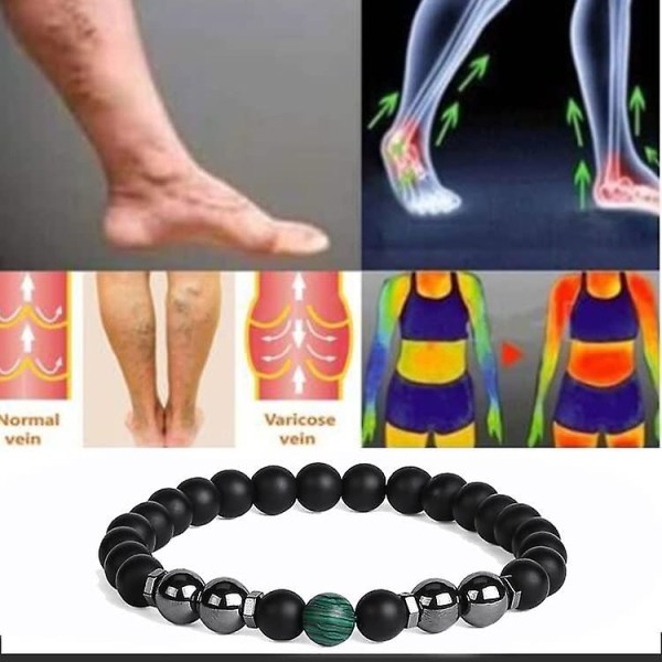 3st Anti-svullnad Svart Obsidian fotled, magnetisk terapi Svart Obsidian fotledsarmband för kvinnor män ångestdämpande hematit Energiskydd Yoga Be