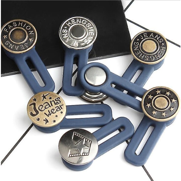5 spikerfrie knapper, uttrekkbare midjeknapper, avtagbare knapper, universelle knapper, utvidede knapper, jeansknapper justerbare