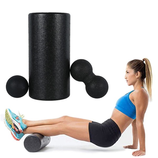 Epp Yoga Massage Foam Block Roller Peanut Ball Sæt Fitnessblokke til rygsmerter Selv-myofascial behandling Pilates muskeludløsning（Beige)
