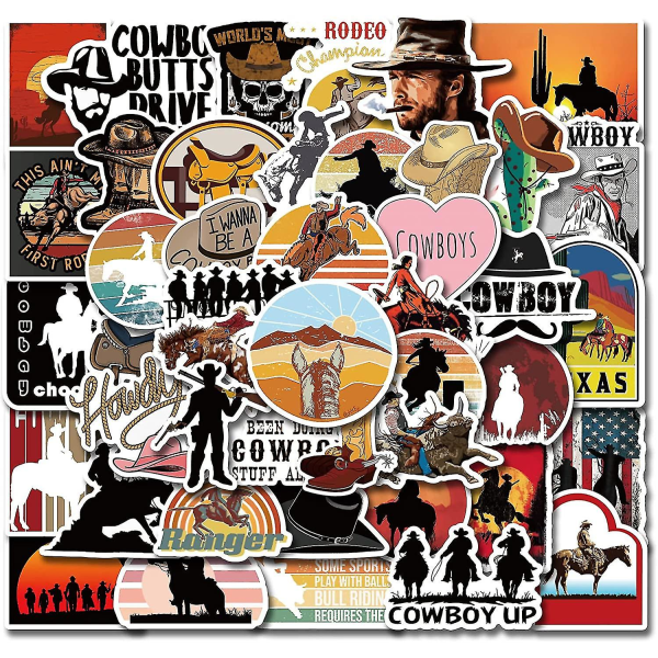 Klistermärken Western Stickers 51 delar Klistermärken och dekaler Cowboys, Western Stickers för vattenflaskor, Hästdekalpaket för vuxna tonåringar