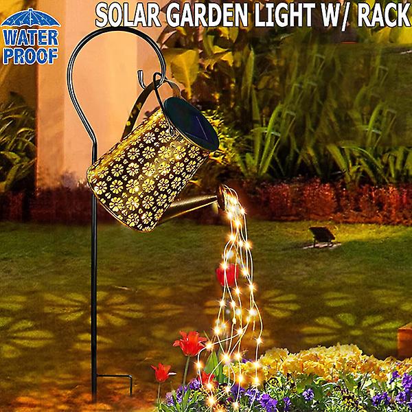 Ny soldriven trädgårdsvattenkanna 90 led slingljus utomhuskonstlampa dekor (stjärna）