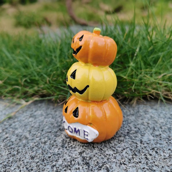 Mini Pumpkin Decor | Halloween Pumpkin Stacks Resin patsas | Halloween-juhlien sisäkoristeet tornikurpitsahahmo kotiin (TERVETULOA kurpitsa)