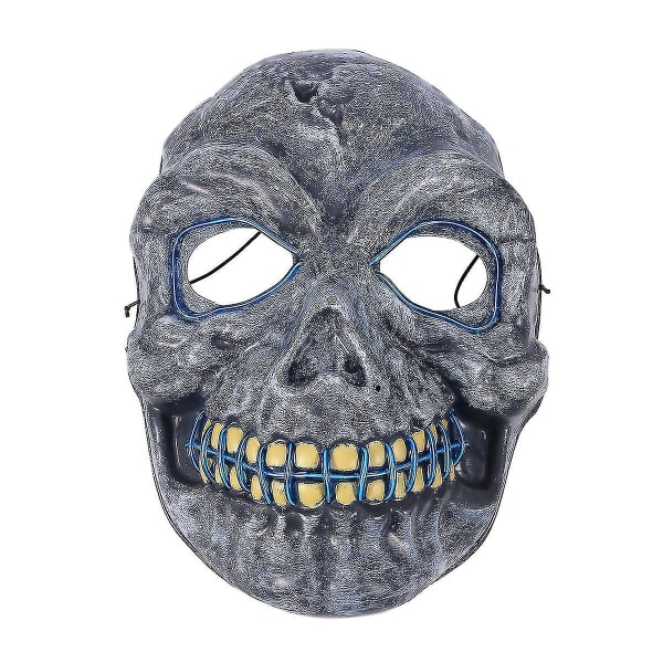 Pvc Halloween Mask Skrämmande Skalle Mask Påsk Led Glödande Mask Belysning Skelett Maskerad Mask För Festival Party Utan Batteri