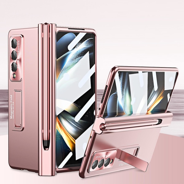 Galaxy Z Fold 4 5g Case Med S-penna, Gångjärnsskydd Trådlös laddning Tunt Telefon Case För Samsung Z Fold 4 5g 2022（roséguld）