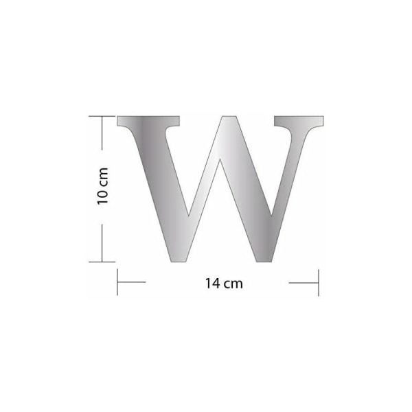 Självhäftande spegelbokstäver - bokstav W & - höjd 10 cm - självhäftande initial - spegelalfabet - plexiglasdekoration - alfabet 26 bokstäver CHAM