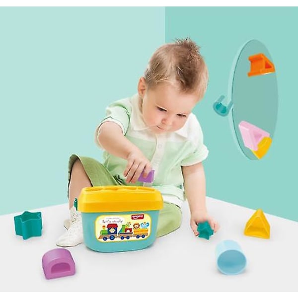 Dww-my Bb Toy Shape Sorter, låda med 8 block, för att lära dig sortering och stapling, ljusa färger, 6 månader och uppåt