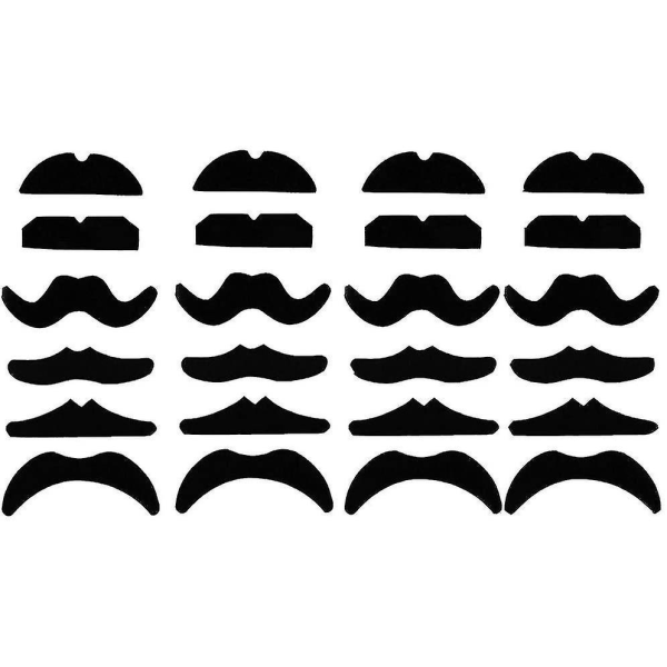 24 st Falska mustascher,mustasch för maskeradfest och prestanda Svart