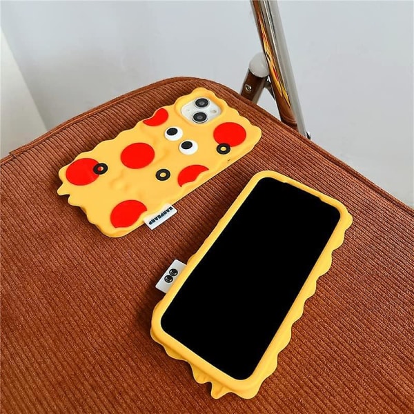 Ultratjockt mjukt case med för Apple 3d tecknad färg Söt Härligt roligt Bedårande Kawaii Barn Flickor Pojkar (gul Pizza, För Iphone 13 Pro)